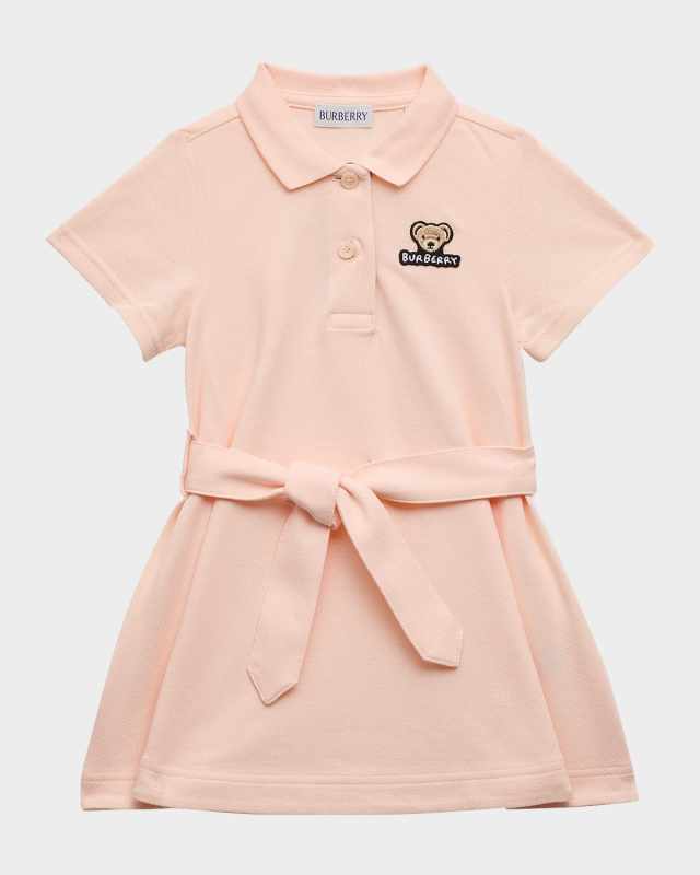 Girl's Astrid Bear Patch Polo Dress, Size 6M-